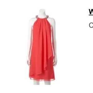 Kohl’s Scarlett Beaded Halter Dress Size 14 Coral